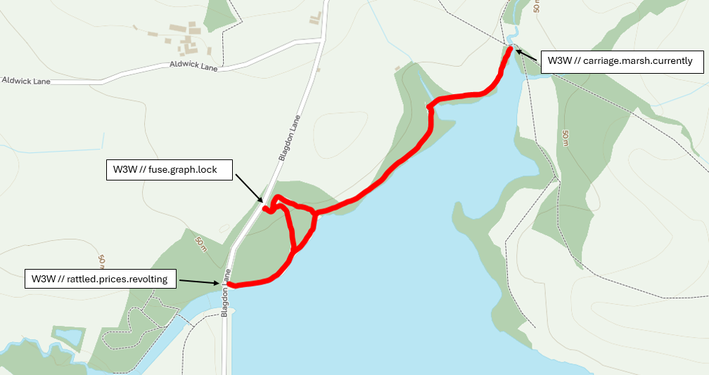 Blagdon Lake Footpath Closure w3w