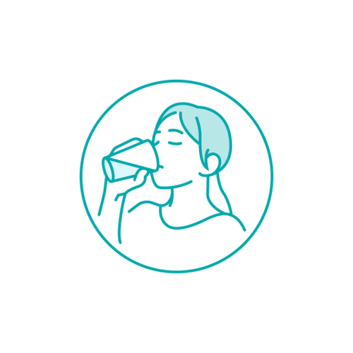 Icon of a woman tasting her tap water from a glass